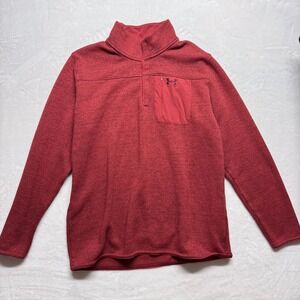 Under Armour Red Textured 1/4 Zip Pullover Fleece Sweatshirt Men's 4XL